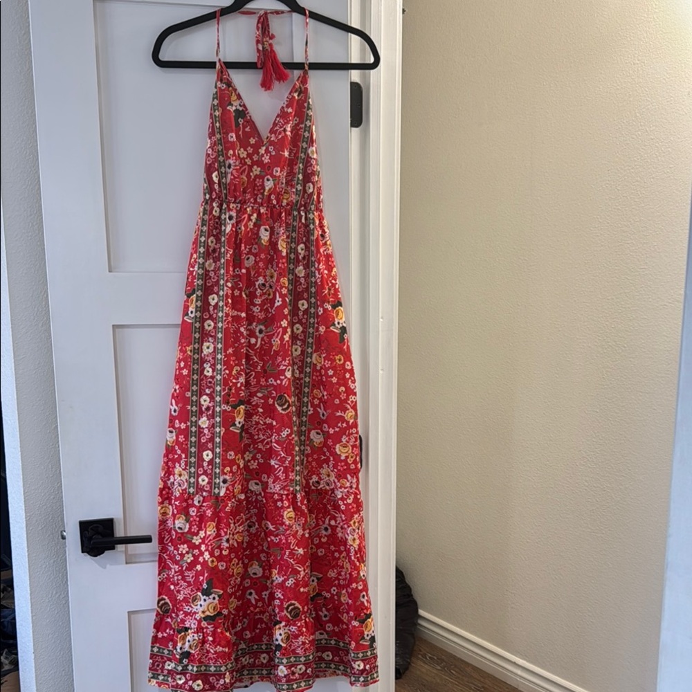 Floral Red Maxi Dress
